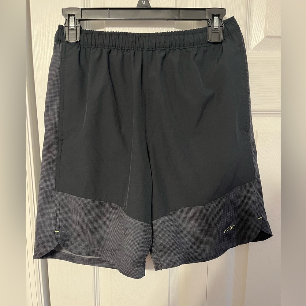 Gray and Black Athletic Shorts with Elastic Waistband